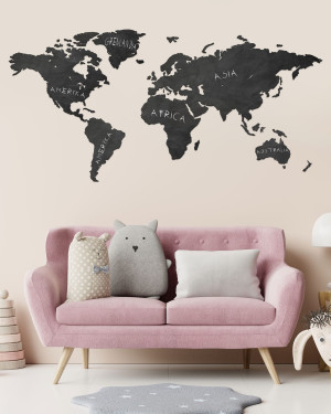 Dřevěná Mapa Světa Tabule Křídová Sikorka® - 150x80cm