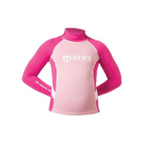 Uv-tröja barn rash guard junior med lång ärm rosa/rosa - Mares (Storlek: 128-134 cl)