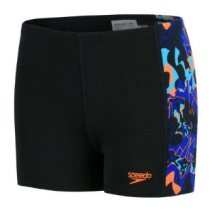 Badbyxor pojk aquashort allover svart/blå/orange - Speedo (Storlek: 164 cl = 14 år)