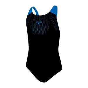 Baddräkt barn Muscleback svart/turkos - Speedo (Storlek: 140 cl = 10 år)