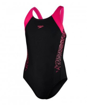 Baddräkt barn boom splice svart/rosa - Speedo (Storlek: 152 cl = 12 år)