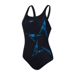 Baddräkt dam boomstar racerback blå/blå - Speedo (Storlek: 36)