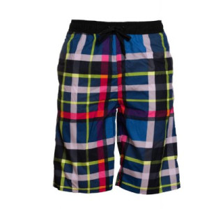 Badshorts herr rutmönster i färg med bakficka (Storlek: M)