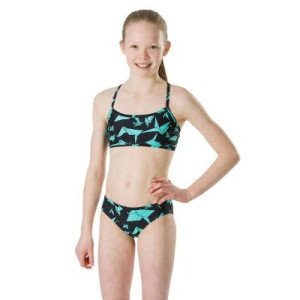 Bikini barn svart/turkos - Speedo (Storlek: 140 cl = 10 år)