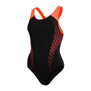 Baddräkt placement laneback svart/orange - Speedo (Storlek: 36)