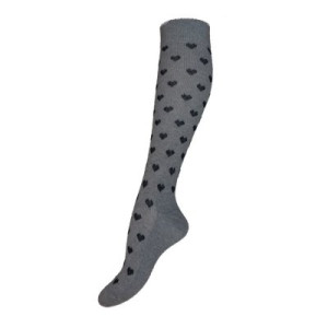 Stödstrumpor grå med svarta hjärtan 16-18mmHg - Mysocks (Storlek: 37/39)