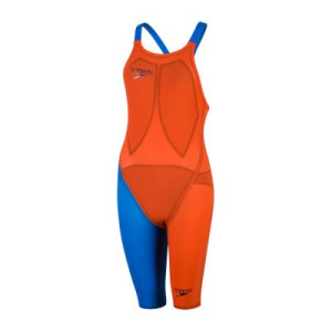 Baddräkt tävling lzr elite 2 openback kneeskin v2 orange/blå - Speedo  (Storlek: 26 tum)