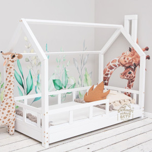 HAUSBETT Kinderbett mit Sicherheitbarriere Farben BELL (Betten Dimension: 80x140 cm, Sicherheitbarieren: Mit)