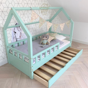 HAUSBETT mit SCHUBLADE für Kinder Kinderbett BELL NUO (Betten Dimension: 60x120 cm)