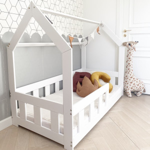 HAUSBETT MILO - Kinderbett mit Rausfallschutz Farbe (Betten Dimension: 80x180 cm)