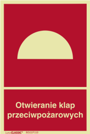 Znak "Otwieranie klap przeciwpożarowych" Bold