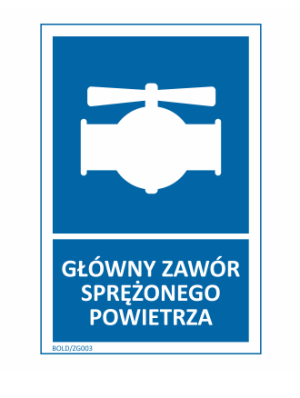 Znak "Główny zawór sprężonego powietrza" Bold