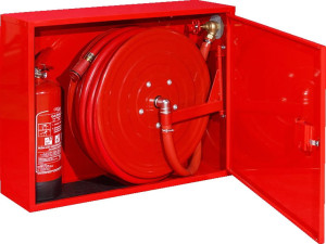 Hydrant wewnętrzny DN25 z wężem półsztywnym z miejscem na gaśnice obok