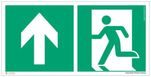 Znak "Kierunek do wyjścia ewakuacyjnego w górę lewostronny" Signproject