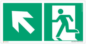 Znak "Kierunek do wyjścia ewakuacyjnego w górę w lewo" Signproject