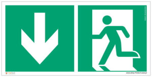 Znak "Kierunek do wyjścia ewakuacyjnego w dół lewostronny" Signproject