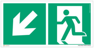 Znak "Kierunek do wyjścia ewakuacyjnego w dół w lewo" Signproject