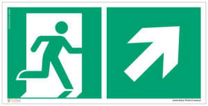 Znak "Kierunek do wyjścia ewakuacyjnego w górę w prawo" Signproject
