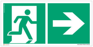 Znak "Kierunek do wyjścia ewakuacyjnego w prawo" Signproject