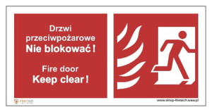 Znak "Drzwi przeciwpożarowe. Nie blokować! Fire door. Keep Clear!" Signproject