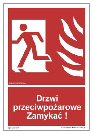Znak "Drzwi przeciwpożarowe. Zamykać! (w lewo)" Signproject