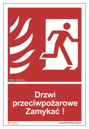 Znak "Drzwi przeciwpożarowe. Zamykać! (w prawo)" Signproject