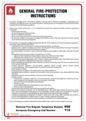 Znak "General Fire Protection instructions. Instrukcja ogólna przeciwpożarowa" Signproject