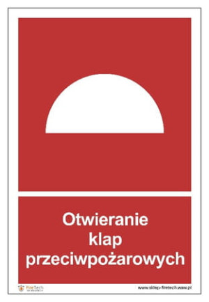 Znak "Otwieranie klap przeciwpożarowych" Signproject