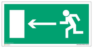 Znak "Kierunek do wyjścia drogi ewakuacyjnej w lewo" Signproject