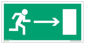 Znak "Kierunek do wyjścia drogi ewakuacyjnej w prawo" Signproject