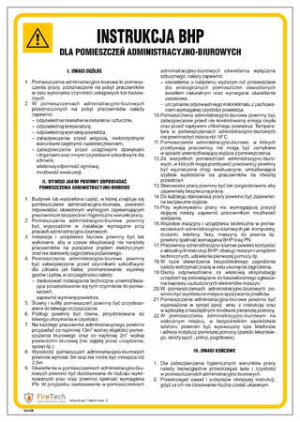 Znak "Instrukcja BHP dla pomieszczeń administracyjno-biurowych" Signproject