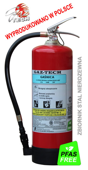 Gaśnica płynowa GW-6x ABF/INOX do 1kV PFAS FREE