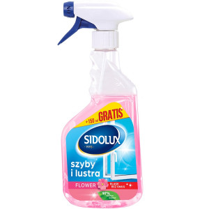 SIDOLUX Płyn do mycia szyb - kwiatowy + GRATIS - 650 ml