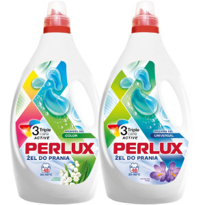 Zestaw  PERLUX żel do prania - uniwerslany i do koloru - 2 x 1,92 L