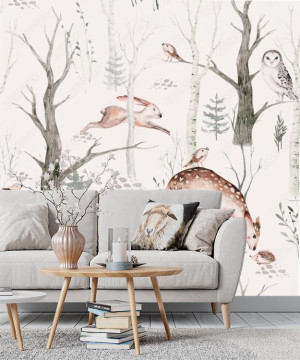 Fototapeta do sypialni Watercolor Woodland animal