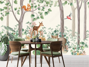 Fototapeta na wymiar Woodland stories watercolor