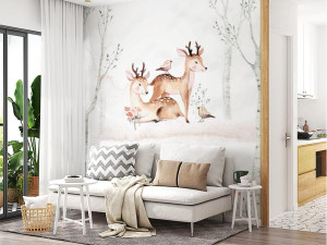 Fototapeta na wymiar Woodland watercolor cute