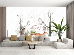 Fototapeta do salonu Woodland animals set Owl