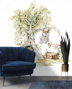 Fototapeta  Watercolor nursery woodland