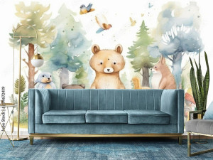 Fototapeta  Watercolor nursery woodland
