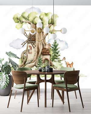 Fototapeta  Watercolor nursery woodland