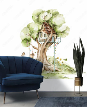 Fototapeta  Watercolor nursery woodland