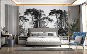 Fototapeta do sypialni Vintage drawing landscape
