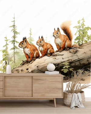 Fototapeta do salonu In a forest three red