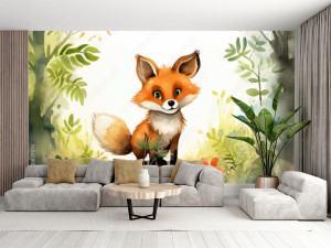 Fototapeta  Cute watercolor fox