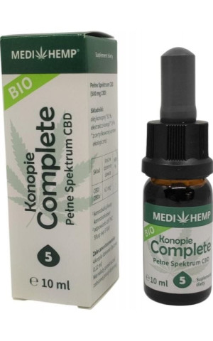 Olej Konopny CBD 5% Olejek Konopii Siewnej Medihemp 5% CBD Ekstrakcja CO2 10 ml