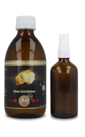 Strong Niejonowe Nano Złoto koloidalne Au 500 (50 ppm) 300
ml + atomizer Vitacolloids
