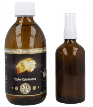 Nano Złoto koloidalne Niejonowe AU 250 - 25 ppm 300 ml +
atomizer Vitacolloids