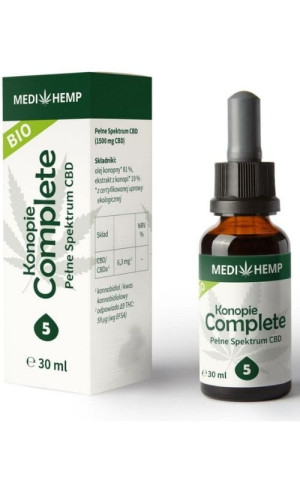 Olej Konopny CBD 5% Olejek Konopii Siewnej Medihemp 5% CBD Ekstrakcja CO2 30 ml