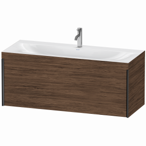 Duravit XViu unité vanité XV4612OB221C 120x48cm, 2000 gigogne, 2000 trou du robinet, noir mat, Cadres C, noyer foncé